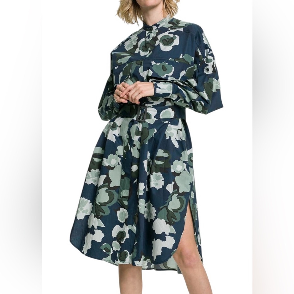 Ted Baker Women's Blue Maaii Graphic Print Cotton Shirt Dress NWT
